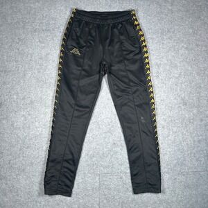 Kappa track pants mens‎ Medium Black Gold Banda activewear streetwear logo